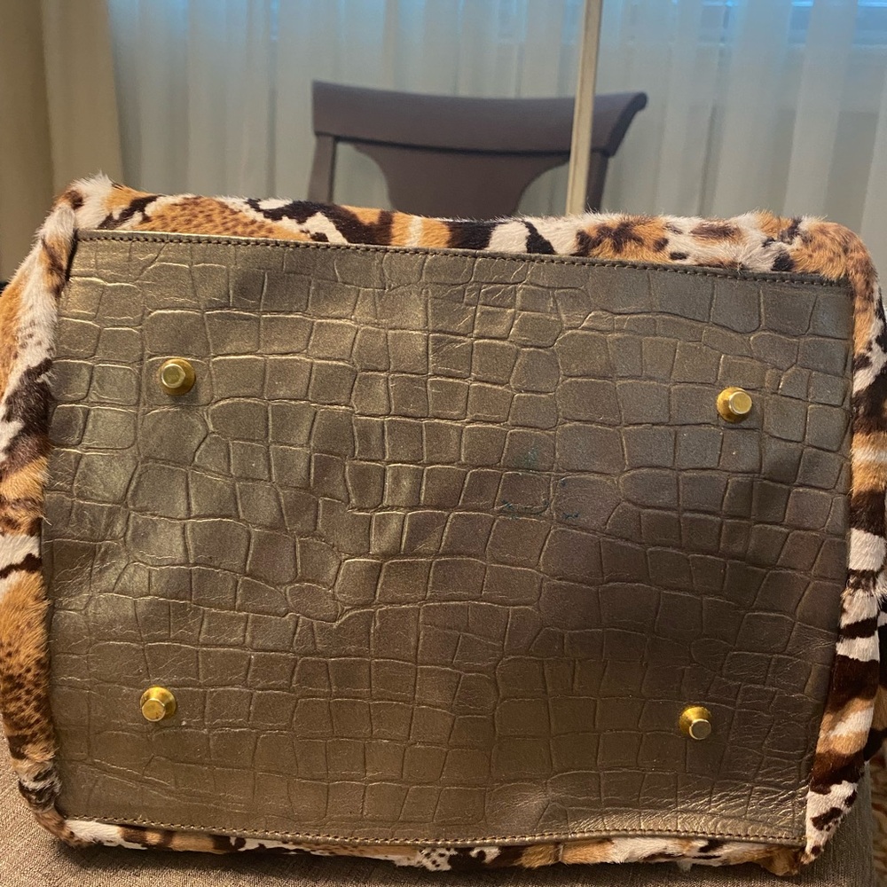 Angeleigh Anastasio Brown Snake Print Tote Bag Pony fur and metallic leather - Picture 6 of 13